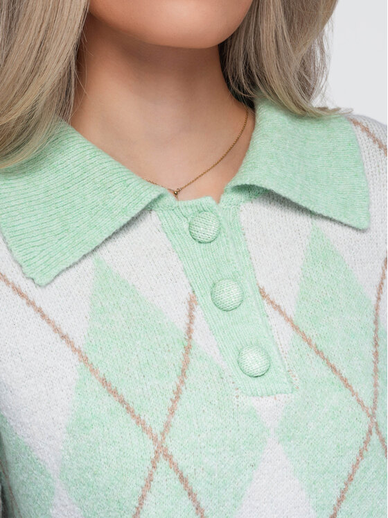 Ombre Ombre Svetr OW-SW-E0030 Zelená Relaxed Fit