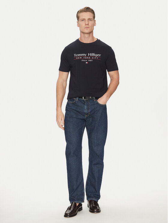 Tommy Hilfiger Tommy Hilfiger Tričko Center Stack MW0MW38621 Tmavomodrá Regular Fit