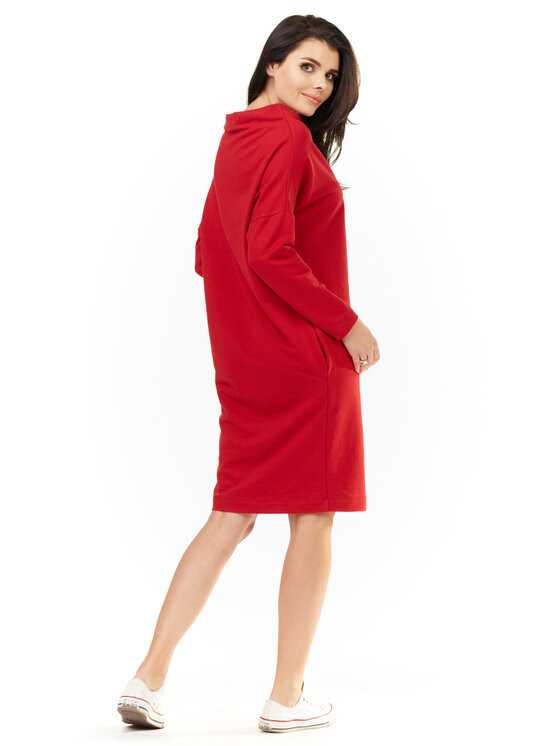 Awama Awama Sukienka dzianinowa L061 Czerwony Basic Fit