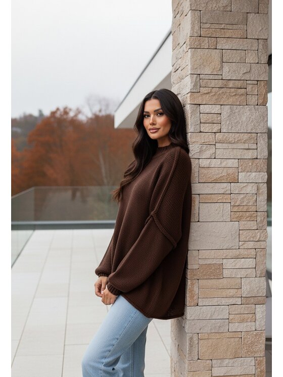 FIGL FIGL Svetr M1238 Hnědá Regular Fit