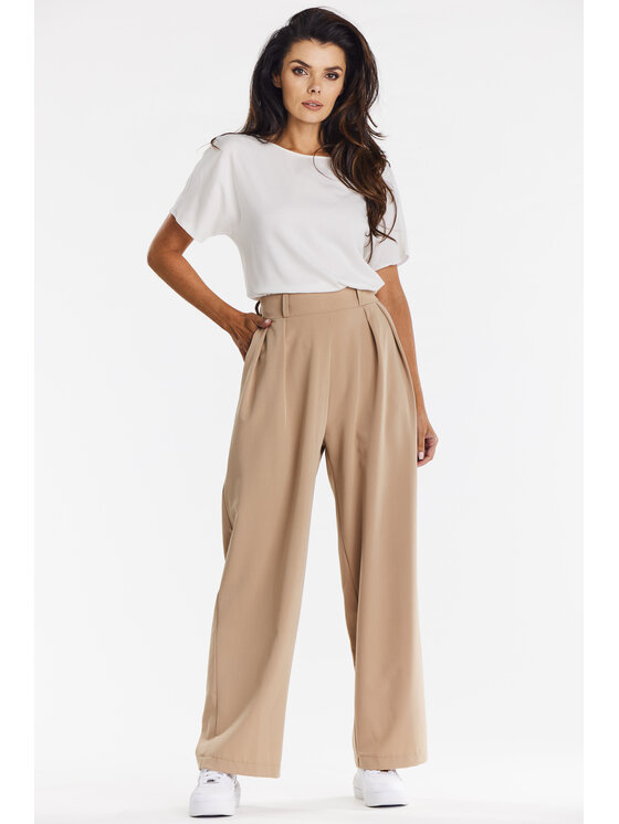 Awama Awama Spodnie damskie A674 Beżowy Basic Fit