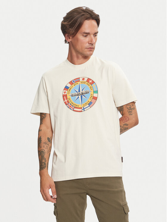 Napapijri T-shirt S-Dorees NP0A4IBE Beige Regular Fit, taglia : XXL