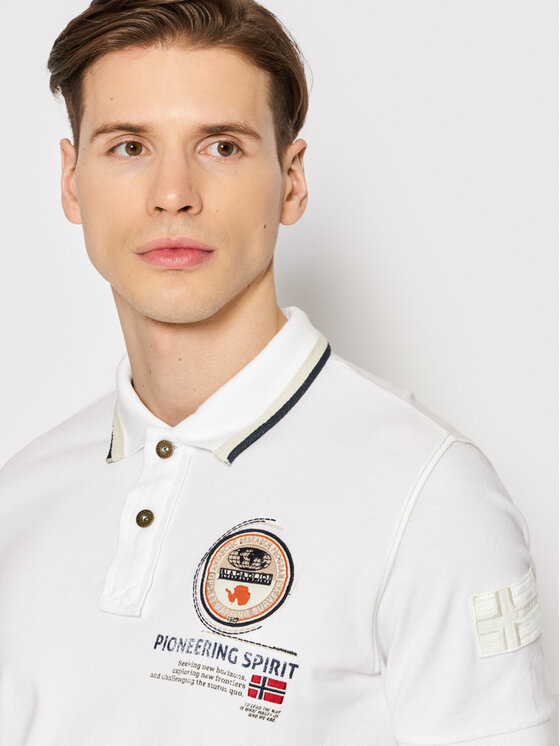 Napapijri Napapijri Тениска с яка и копчета Gandy 4 NP0A4H8R Бял Regular Fit