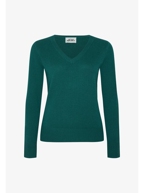 Style Republic Style Republic Sweter Kaszmir Zielony ciemny Comfort Fit