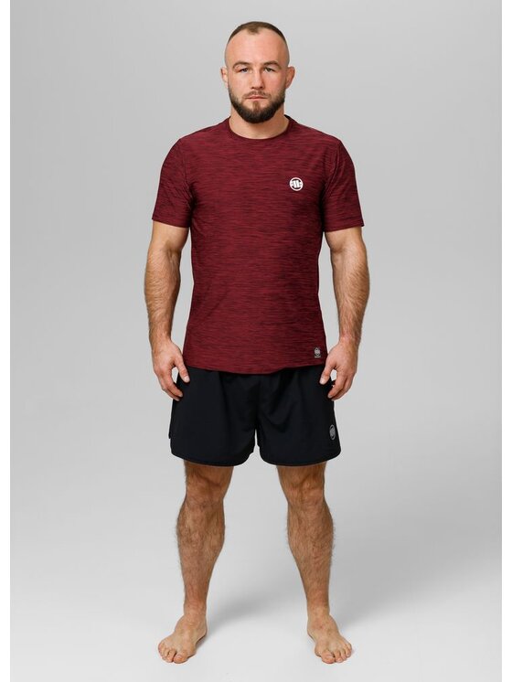 PITBULL PITBULL Koszulka techniczna Koszulka Casual Sport Small Logo 3XL Bordowy Regular Fit