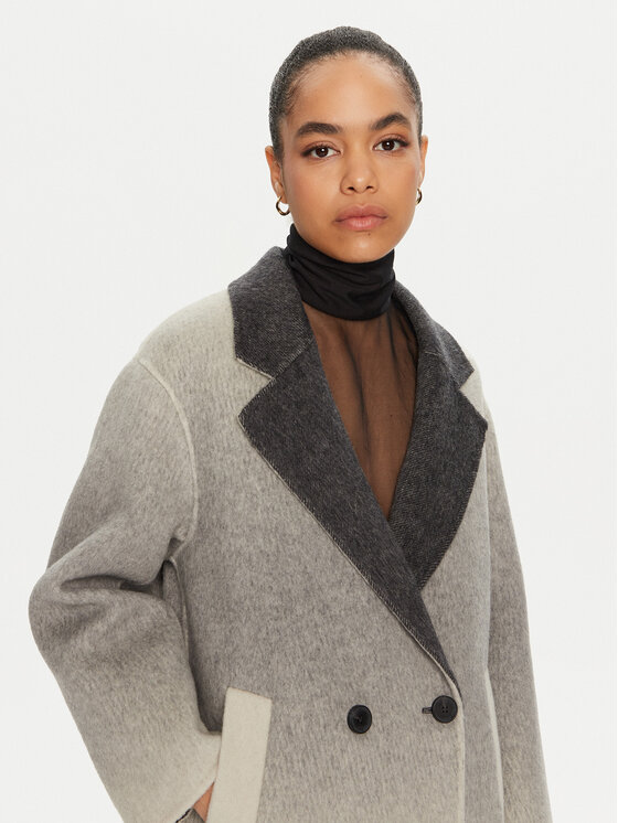 ViCOLO ViCOLO Palton de lână TS0017 Gri Regular Fit