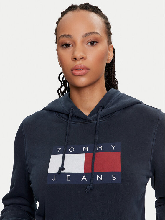 Tommy Jeans Felpa Flag DW0DW18654 Blu scuro Regular Fit Modivo