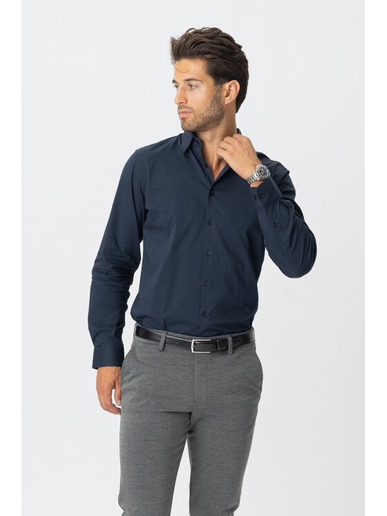 TeeShoppen TeeShoppen Koszula 'Perform Collection' Granatowy Regular Fit