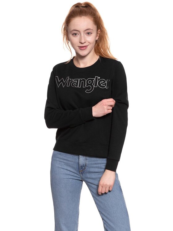 Wrangler Wrangler Bluza CREW SWEAT Czarny Regular Fit