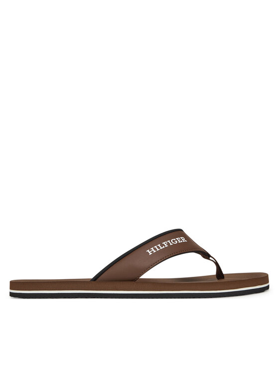 Męskie Japonki Tommy Hilfiger, Rozmiar 44, Brązowe, Padded Comfort Hilfiger B Sandal FM0FM05440