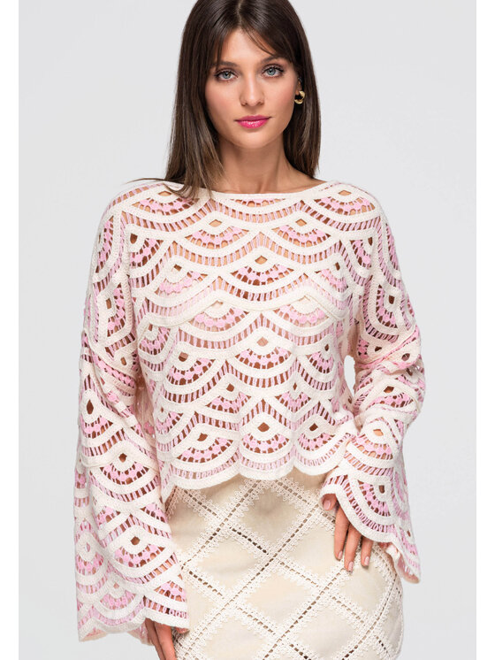 Ombre Ombre Halenka OW-TS-E0049 Růžová Loose Fit