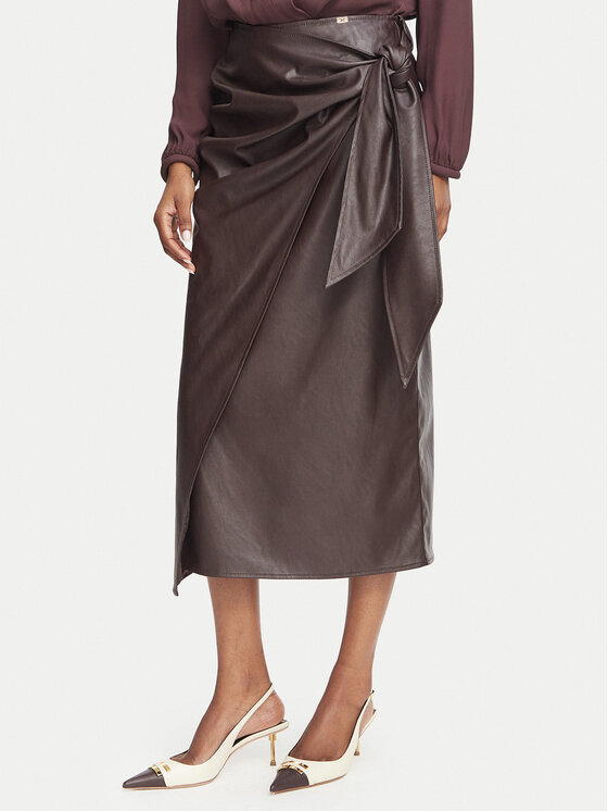 Elisabetta Franchi Elisabetta Franchi Спідниця зі штучної шкіри GO-218-66E2-V320 Темно-коричневий Regular Fit
