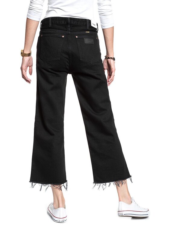 Wrangler Wrangler Jeansy RETRO CROP BOYFRIEND Czarny Loose Fit