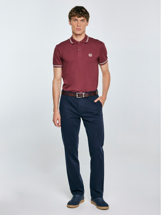 BIG STAR BIG STAR Chinosy TREVOR Granatowy Slim Fit