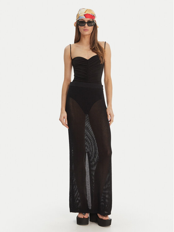 Seafolly Seafolly Макси пола Beach Edit 55687-KN Черен Slim Fit