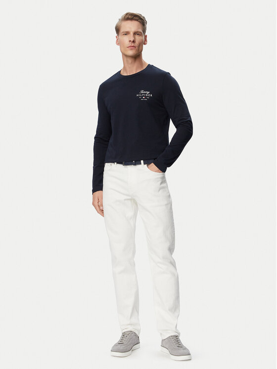 Tommy Hilfiger Tommy Hilfiger Majica z dolgimi rokavi Script Stack MW0MW43225 Mornarsko modra Regular Fit