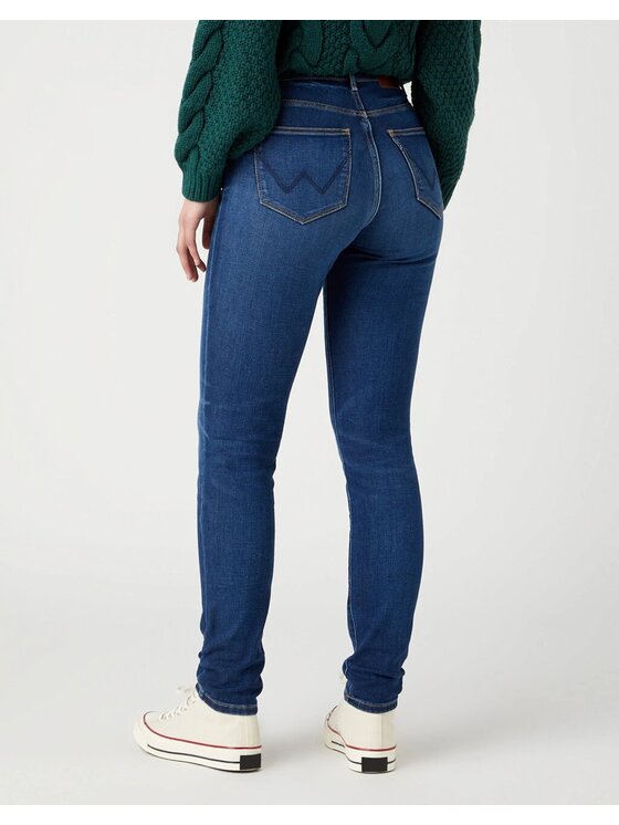 Wrangler Wrangler Jeansy HIGH SKINNY Niebieski Regular Fit