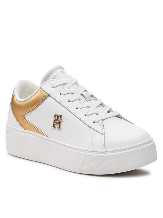Tommy Hilfiger Tommy Hilfiger Laisvalaikio batai Th Platform Court Sneaker Gld FW0FW08073 Balta