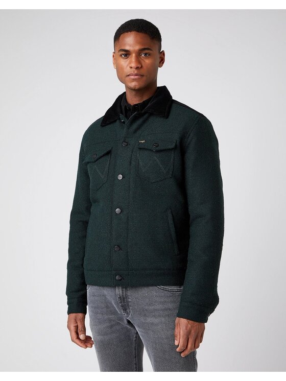 Wrangler Wrangler Giacca di transizione WOOL TRUCKER Verde Regular Fit