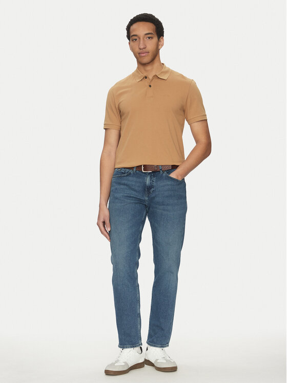 BOSS BOSS Тениска с яка и копчета Pallas 50468362 Бежов Regular Fit