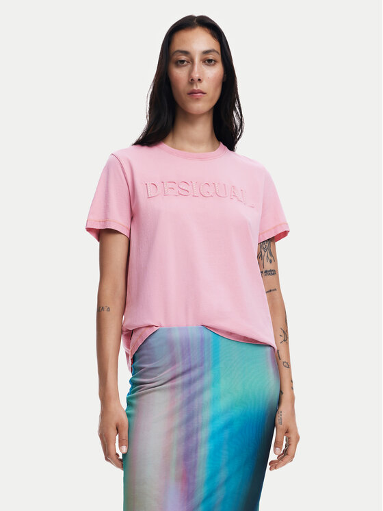 Desigual Tričko Brandy 24WWTK24 Ružová Regular Fit