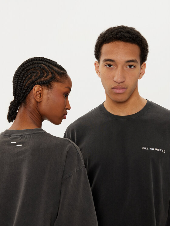 Filling Pieces Filling Pieces Tricou Unisex 7441378 Negru Boxy Fit