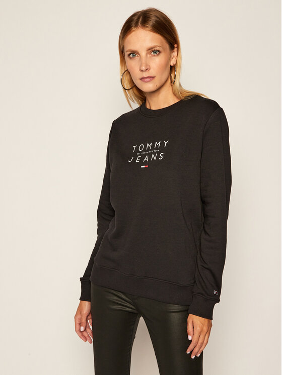 Tommy Jeans Felpa Essential Logo DW0DW08554 Nero Regular Fit • Modivo.it