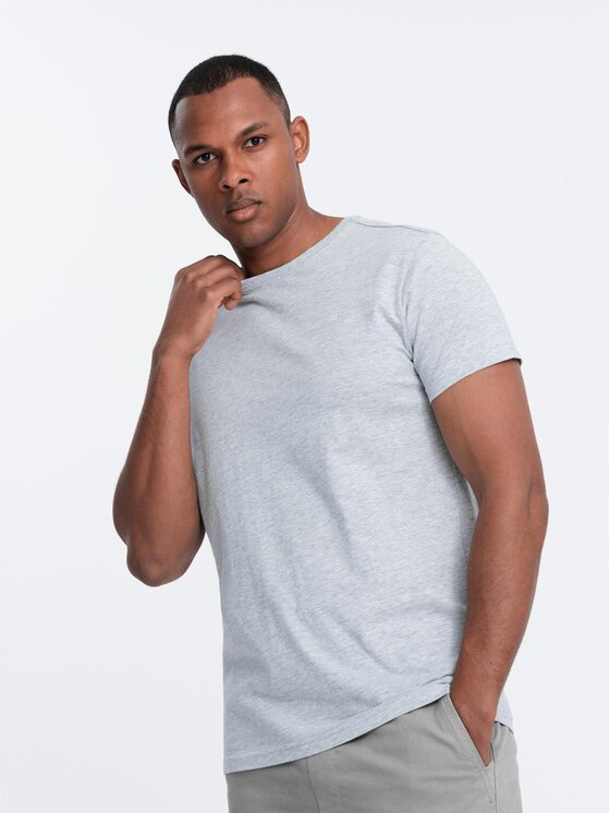 Ombre Ombre T-Shirt OM-TSBS-0146 Szary jasny Regular Fit