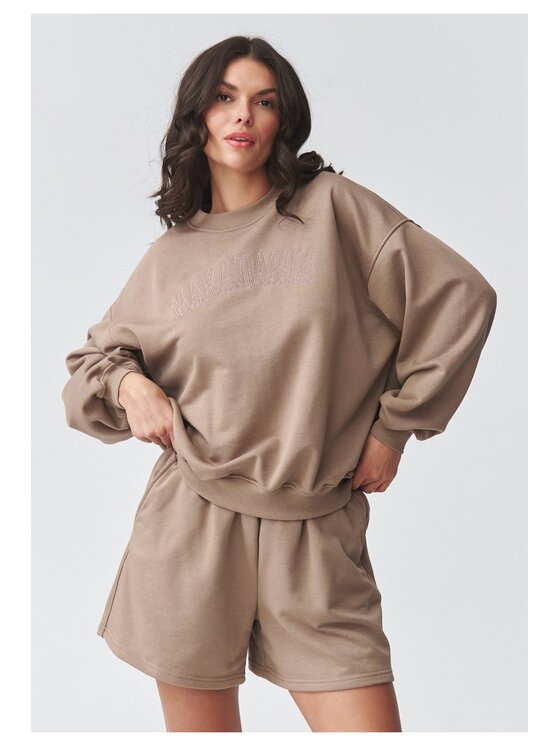Makadamia Makadamia Dres M922 Brązowy Loose Fit
