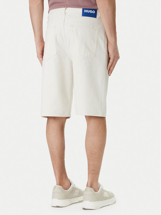 HUGO HUGO Jeans kratke hlače Skate 50555983 Écru Straight Fit