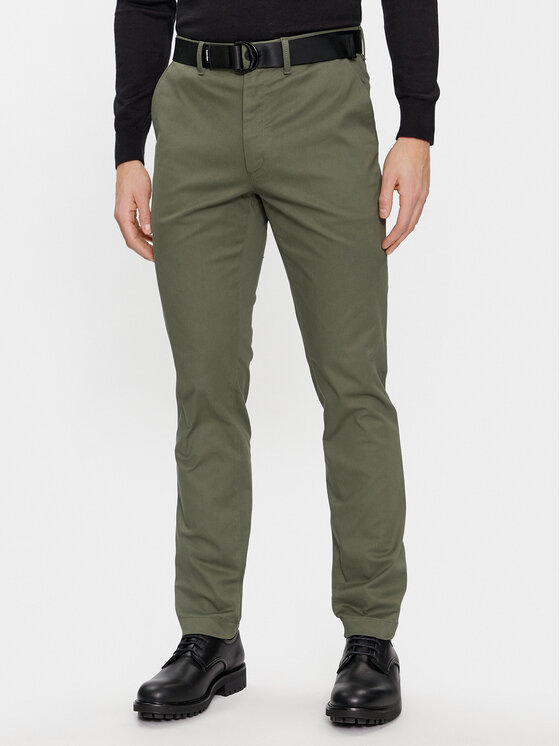 Calvin Klein Chino hlače Modern Twill K10K110979 Zelena Slim Fit