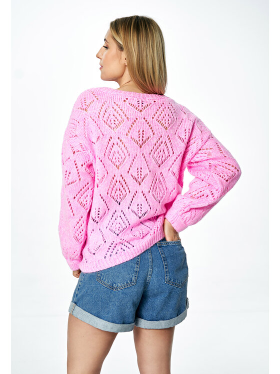 FIGL FIGL Sweter M887 Różowy Oversize