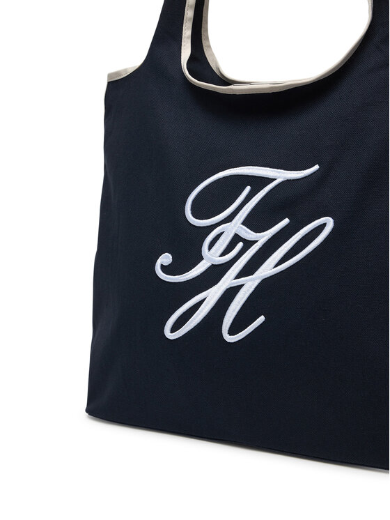 Tommy Hilfiger Tommy Hilfiger Ročna torba Th Summer Tote Canvas AW0AW18398 Mornarsko modra