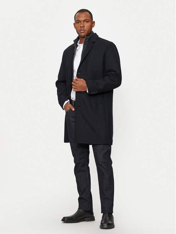 Lindbergh Lindbergh Μάλλινο παλτό 30-303046 Μαύρο Regular Fit