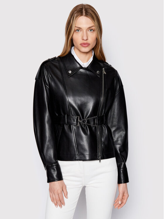Patrizia Pepe Geacă din imitație de piele 8O0041/E005-K103 Negru Regular Fit