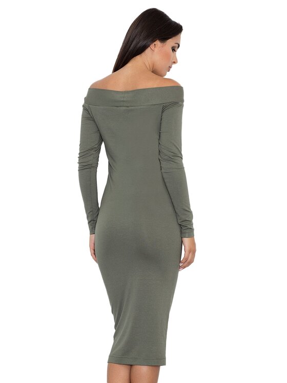 FIGL FIGL Sukienka M558 Khaki Slim Fit