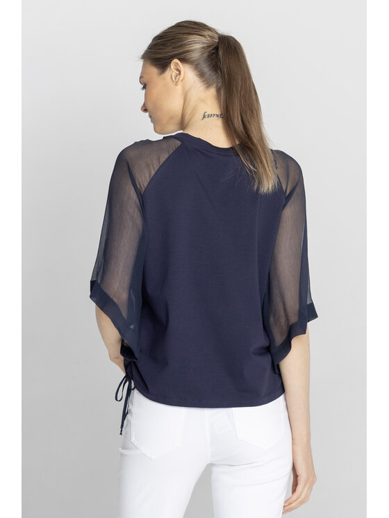 Deni Cler Milano Deni Cler Milano Bluzka W-DC-1224-F2-H9-58-1 Granatowy Regular Fit