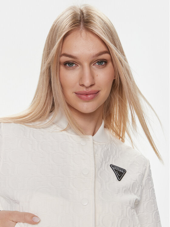 Guess Guess Bluza Cheri Baseball V4RQ07 KBSL0 Biały Regular Fit