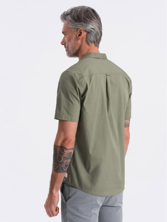 Ombre Ombre Košile OM-SHSS-0168 Khaki Regular Fit