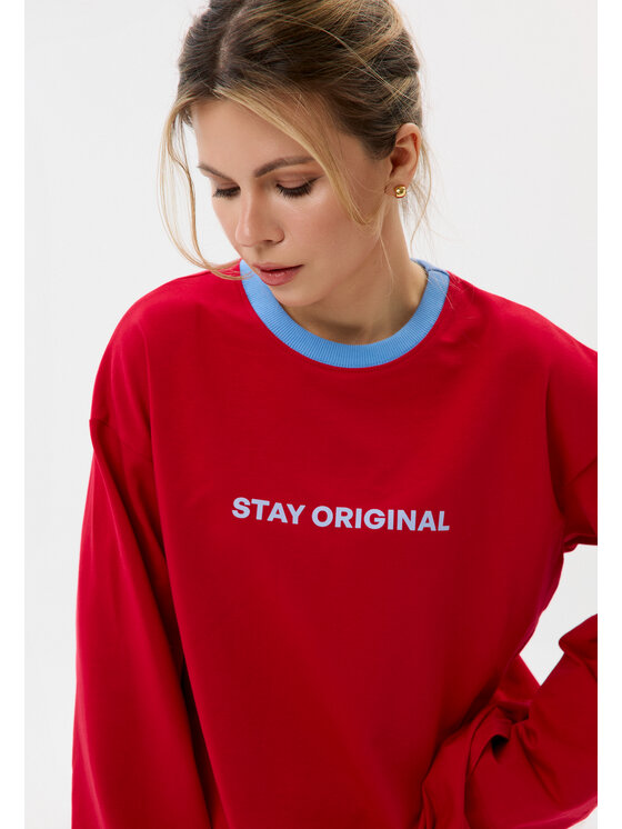 Mirons Mirons Longsleeve Print Czerwony Regular Fit