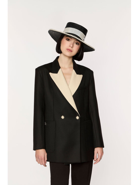 GIODORO GIODORO Καπέλο Ixonio Iconic Canotier Straw Pearl Μαύρο