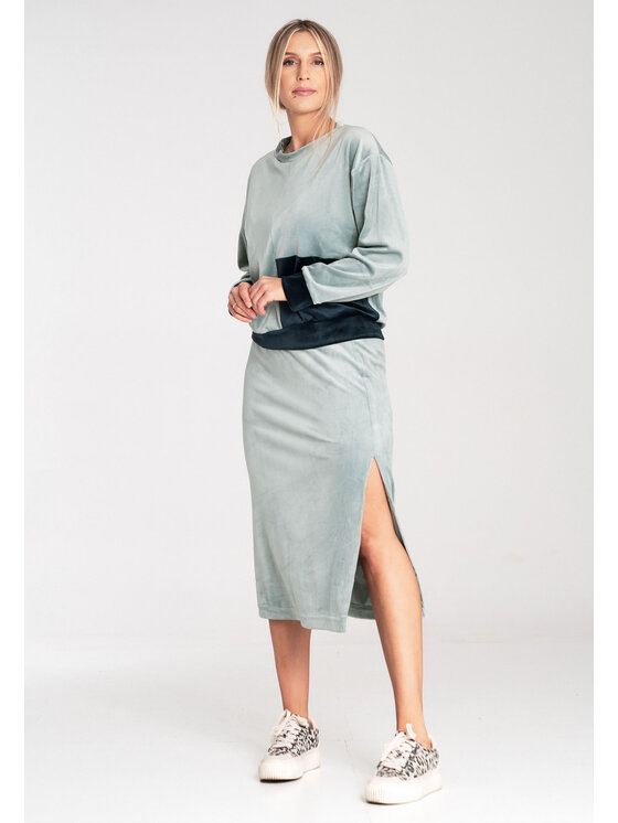 FIGL FIGL Komplet bluza i spódniczka M1036 Zielony Regular Fit