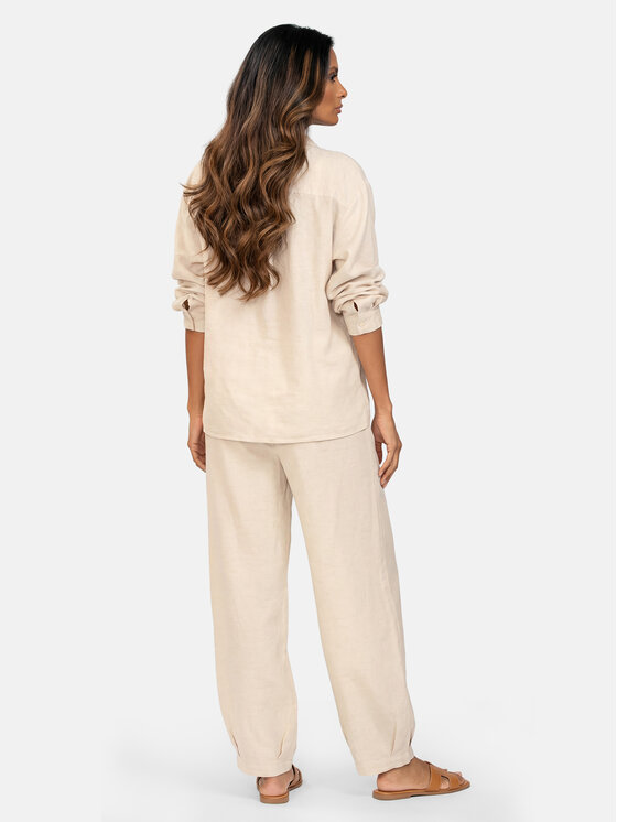 Feba Feba Koszula F249 Beżowy Comfort Fit