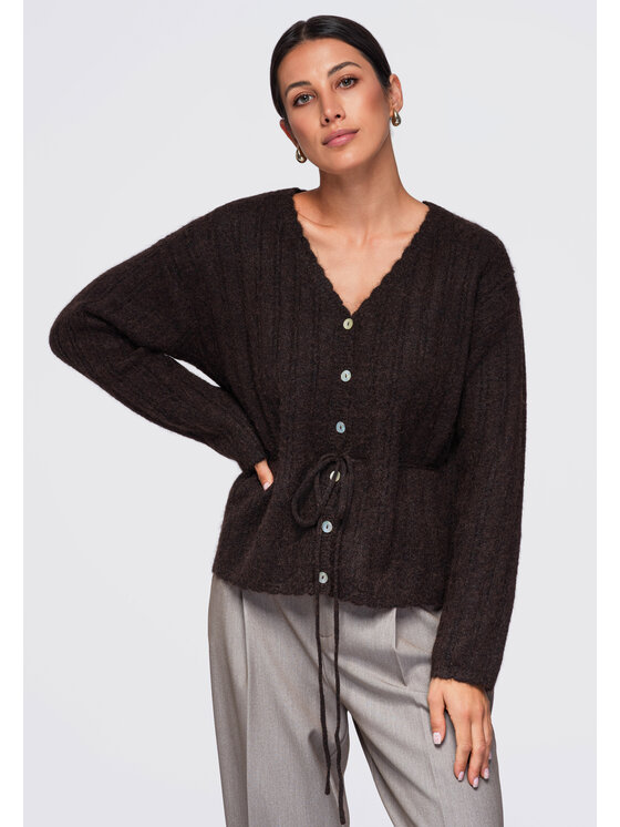 Ombre Ombre Sweter OW-SW-E0012 Brązowy Regular Fit