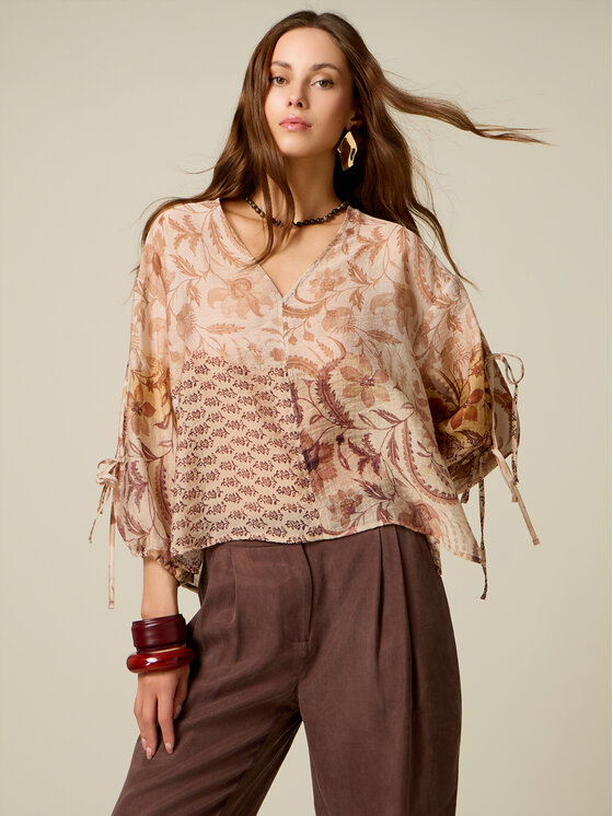 Oltre Oltre Blusa 2130J000922N0R2 Crema Regular Fit