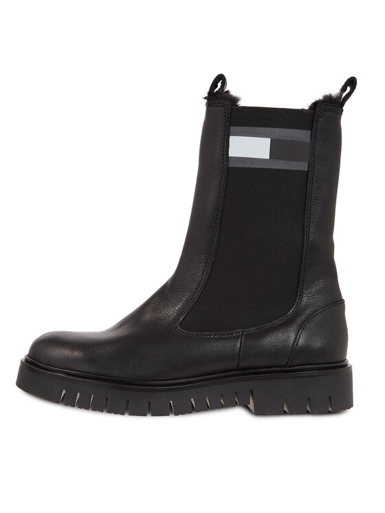 Tommy Jeans Tommy Jeans Kotníková obuv s elastickým prvkem Tjw Warmlined Chelsea Boot EN0EN02313 Černá