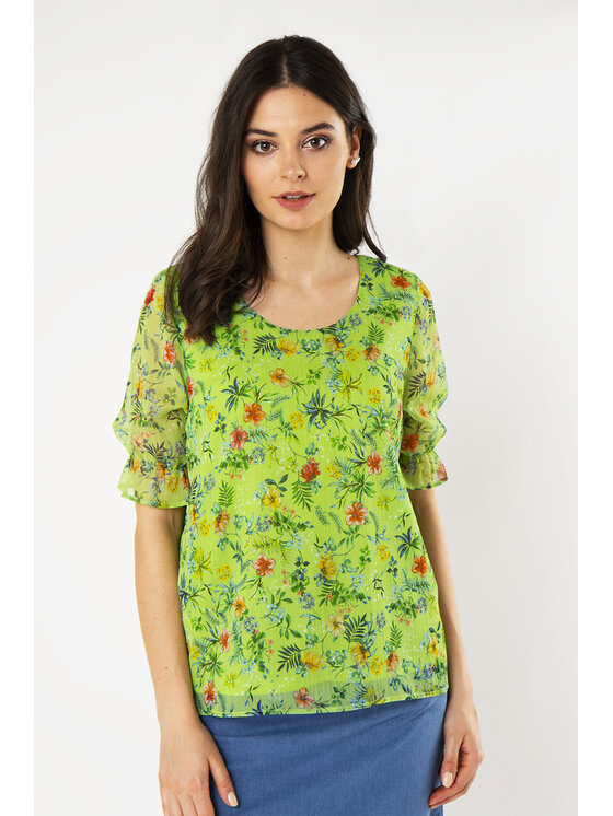 QUIOSQUE QUIOSQUE Blúzka 22-TK-203 Zelená Regular Fit
