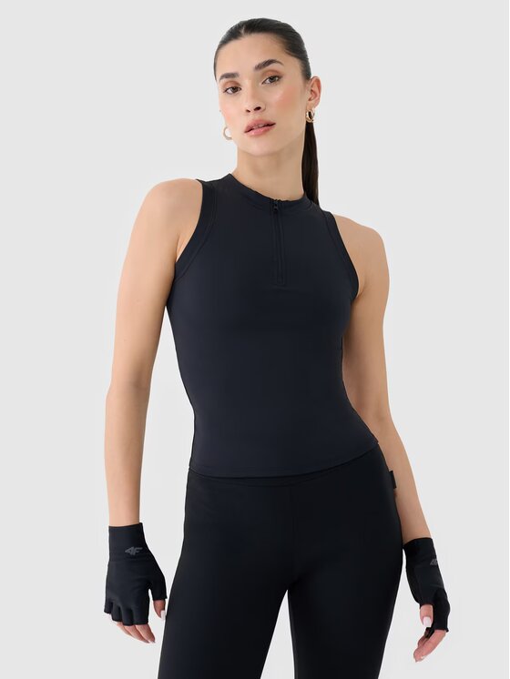 4F 4F Tričko 4FRSS25TSLEF221-20S Čierna Slim Fit