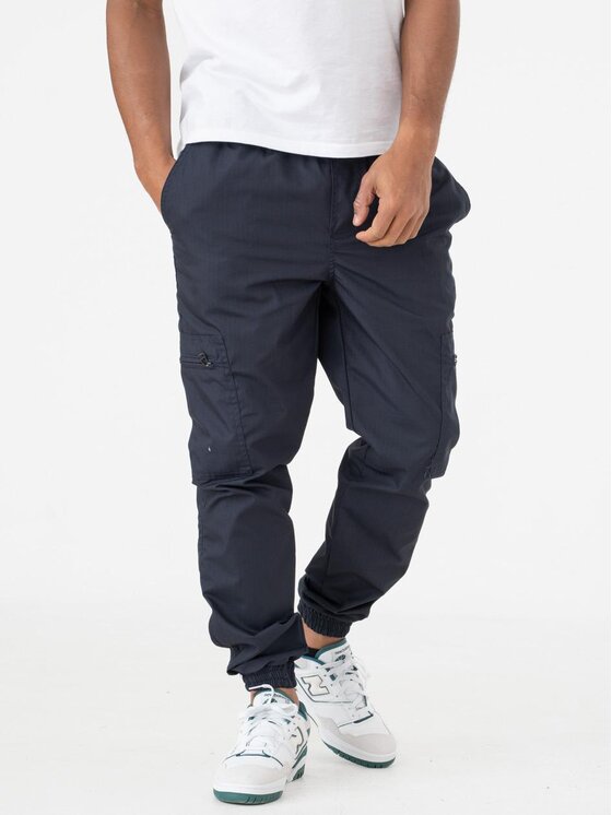 Jigga Wear Jigga Wear Spodnie materiałowe Spodnie Materiałowe Jogger Bojówki Ze Ściągaczem Grantowe Jigga Wear Crown Ripstop Cargo L Granatowy Jogger Fit