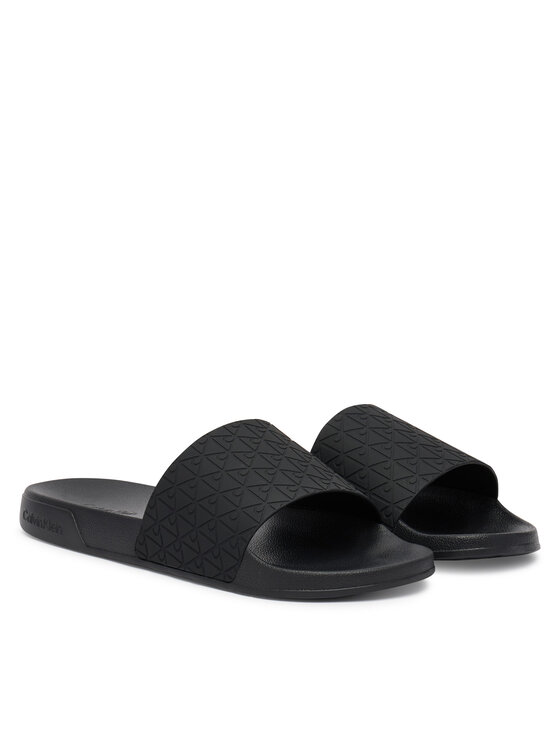 Calvin Klein Calvin Klein Klapki Ess Slid Pu Aop HM0HM02110 Czarny